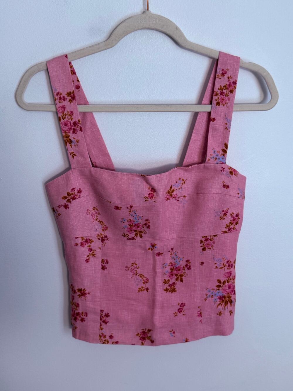 Reformation Darci Pink Linen Smocked Top size 6